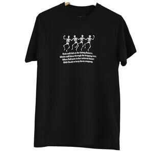 Vitriol Dancing Skeletons Lyric Tee - NWOT -  Small, 18" P2P